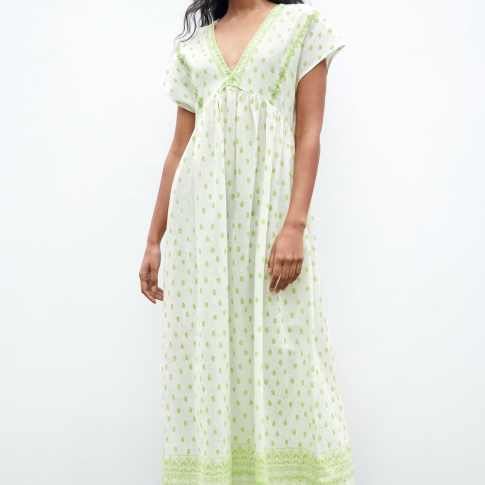 Zara limited edition cotton printed bohemian maxi dress